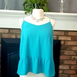 Cremieux size large teal turquoise camisole ruffle